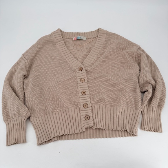 Free People Beach Hailee Waffle Oversized Cardigan Sweater Medium - Picture 2 of 6